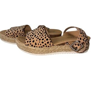 Soda Leopard Print Espadrille Platform Sandals Tan Black Animal Print